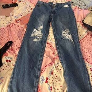 Princess Polly Blue Distressed Boyfriend Jeans